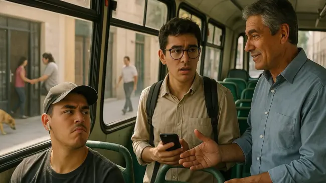 Cambiando la descortesía por amabilidad en el transporte, la diferencia de un buen día. Imagen ilustrativa con IA