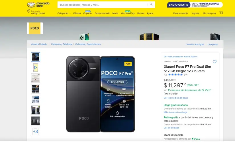 Oferta del Xiaomi POCO F7 Pro en Mercado Libre