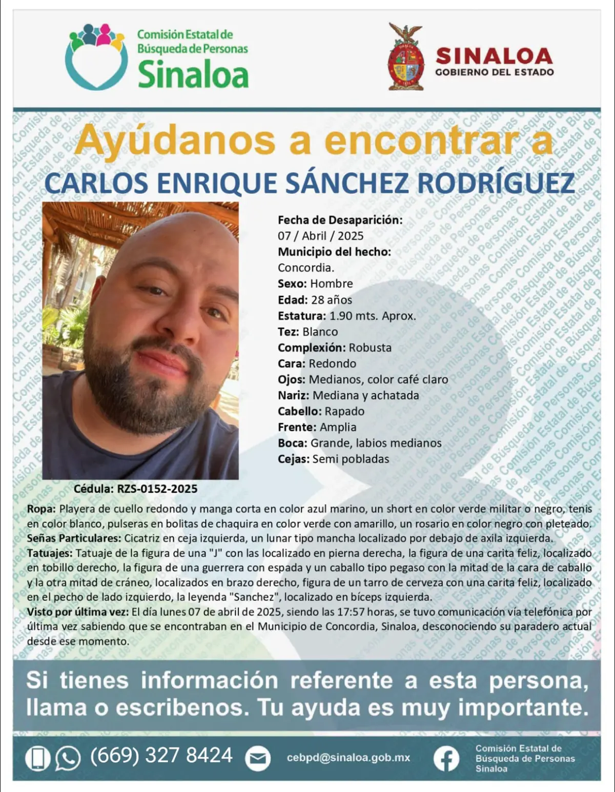 Carlos Enrique Sánchez Rodríguez, desaparecido. Foto: cortesía.