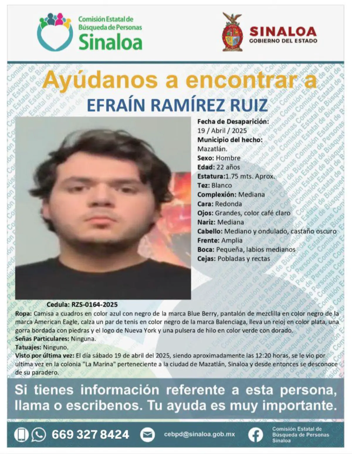Efraín Ramírez Ruiz, desaparecido. Foto: cortesía.