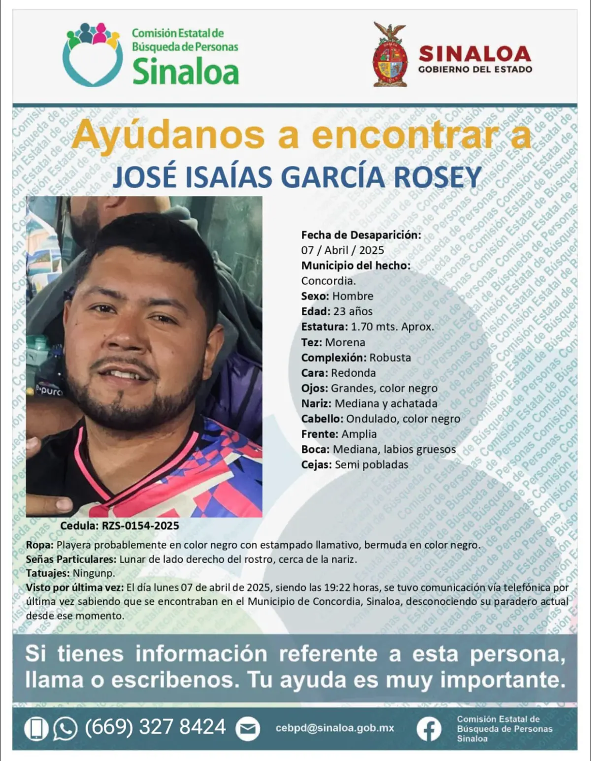 José Isaías García Rosey, desaparecido. Foto: cortesía.