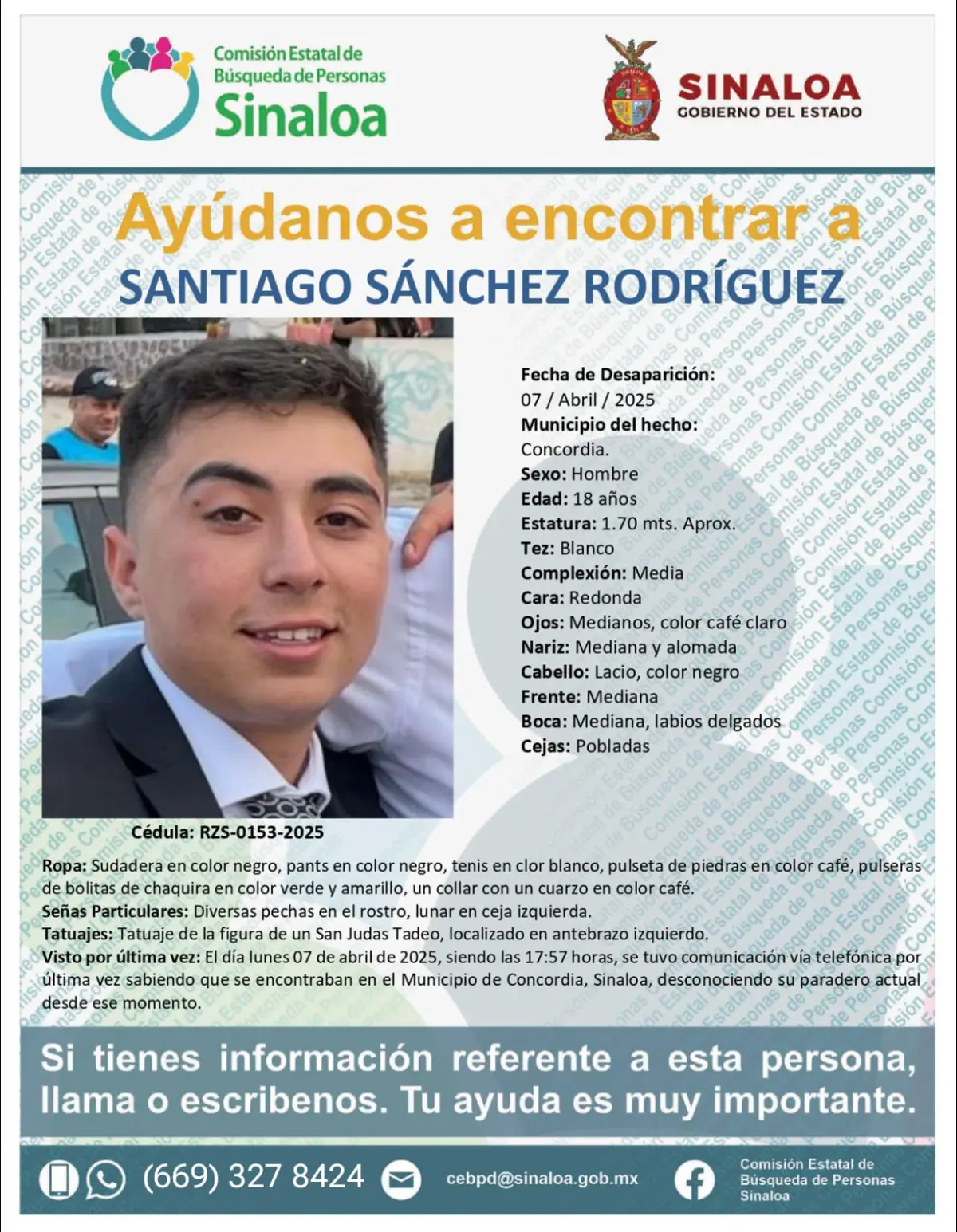 Santiago Sánchez Rodríguez, desaparecido. Foto: cortesía.