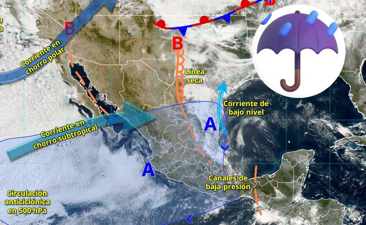 Una línea seca propiciará lluvias en varios estados de México. Edición de foto: TBN