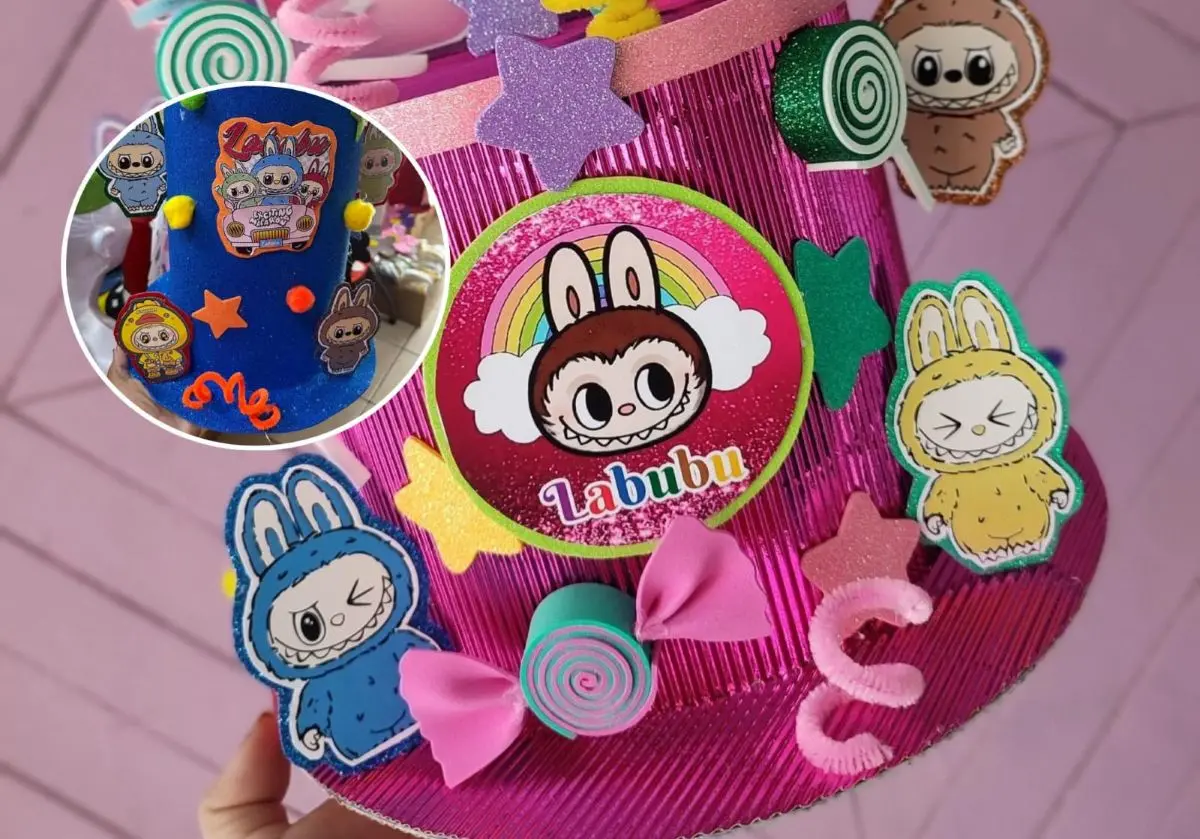 Sombrero loco con diseño de Labubu.Foto Cortesía