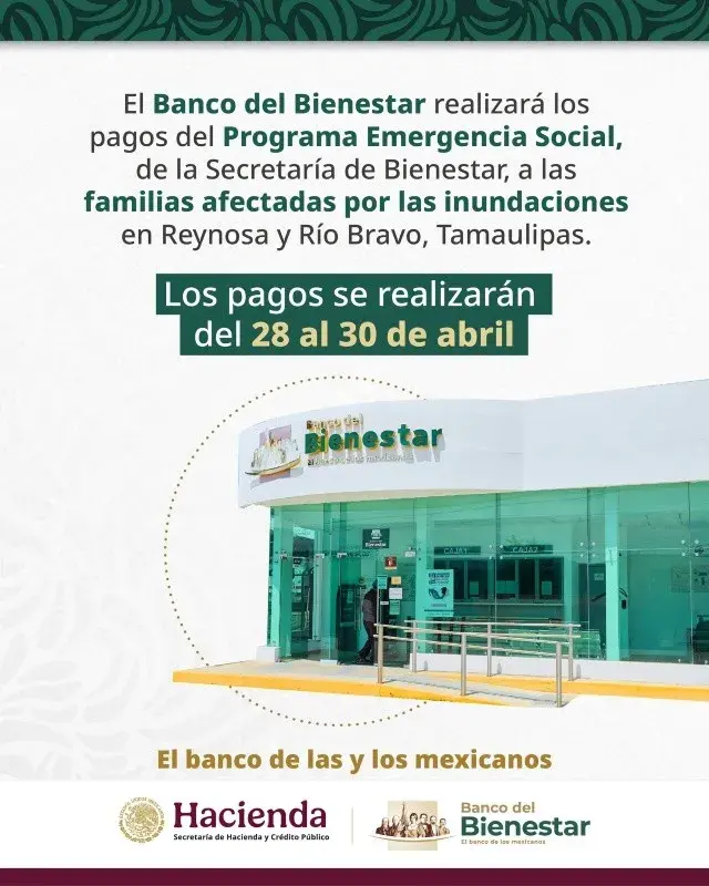 Fechas de pagos. Foto: Secretaría Bienestar