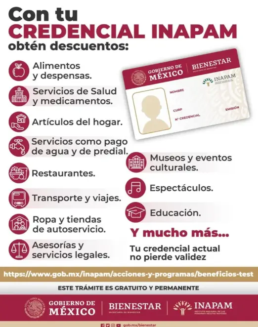 Conoce los beneficios de la tarjeta INAPAM. Foto: cortesía.