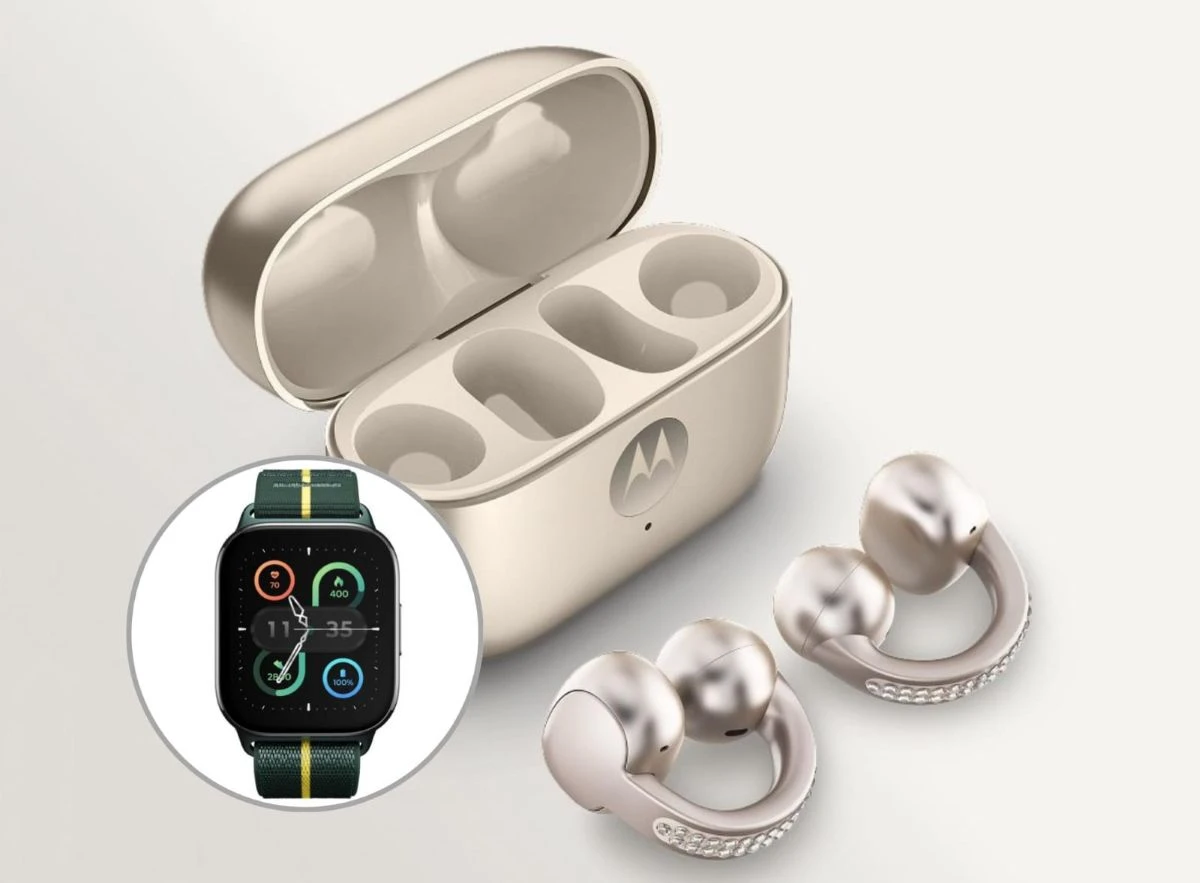 Presentan llos auriculares Moto Buds Loop y el Moto Watch Fit. Foto: Cortesía
