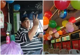 ¡Consentidos en su día! Chofer de camión urbano en Mazatlán regala dulces para celebrar el Día del Niño
