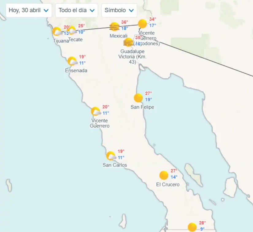 Clima en Baja California: ambiente caluroso y vientos fuertes este 30 de abril
