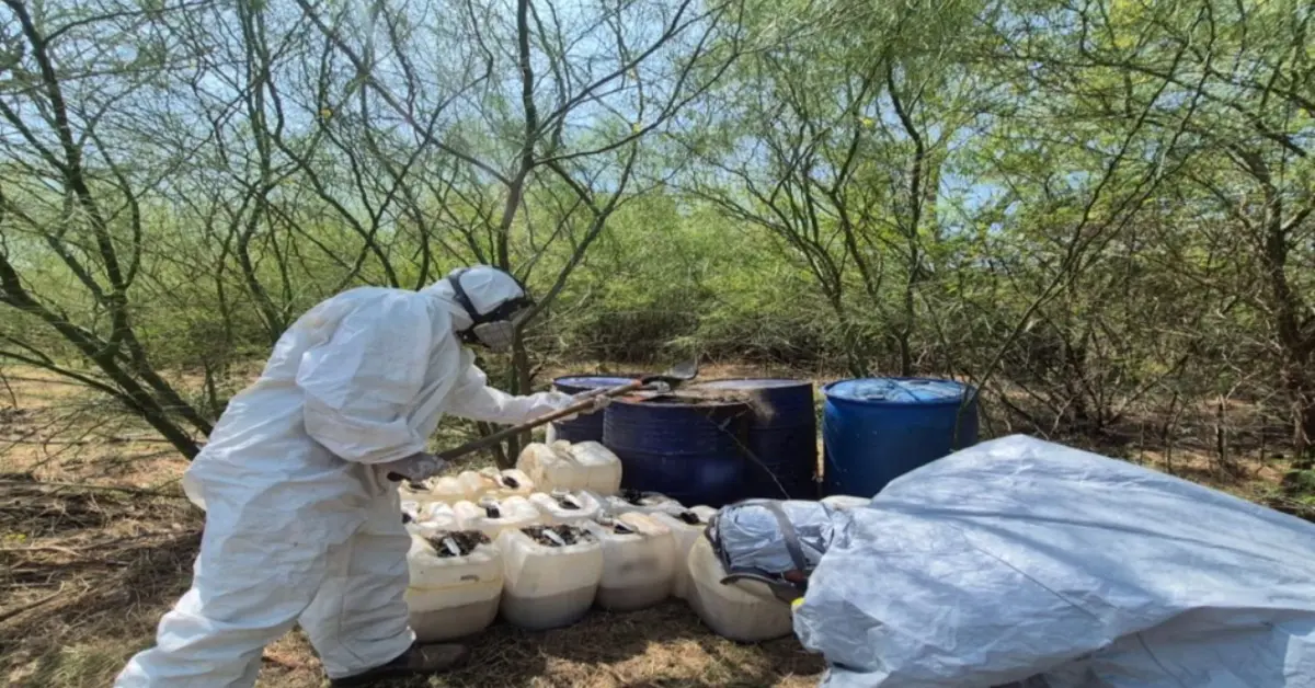Localizan en Sinaloa centros de materiales diversos y decomisan 4 mil 976 litros de sustancias químicas