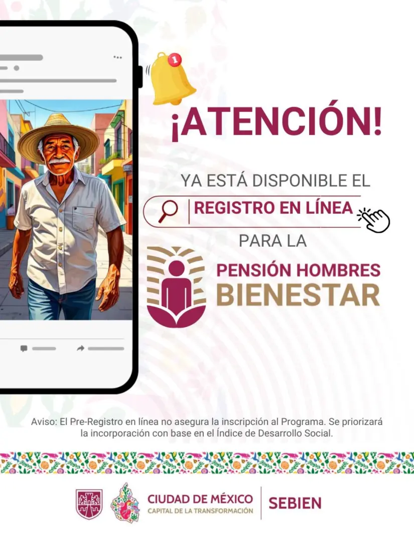 Pensión Hombres Bienestar en la CDMX, solicita el apoyo. Foto: Cortesía