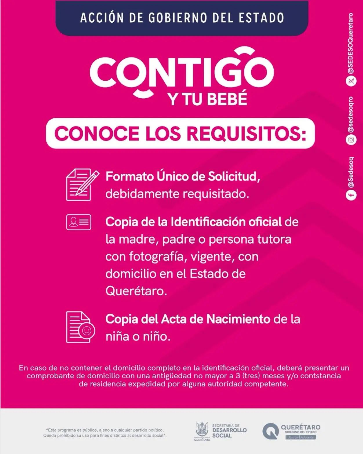 Requisitos para Contigo y tu bebé. Foto Cortesía