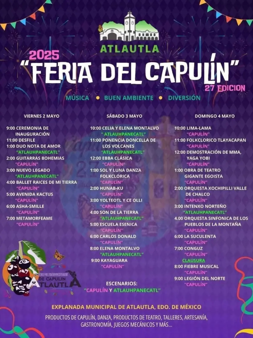 Programa de la Feria del Capulín de Atlautla. Foto Cortesía