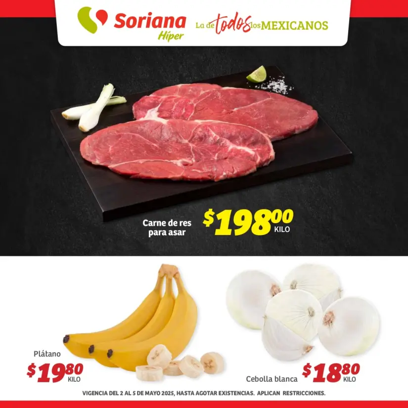 Soriana Fin de Semana Hiper Nacional: ofertas en carnes, frutas y verduras del 2 al 5 de mayo 2025