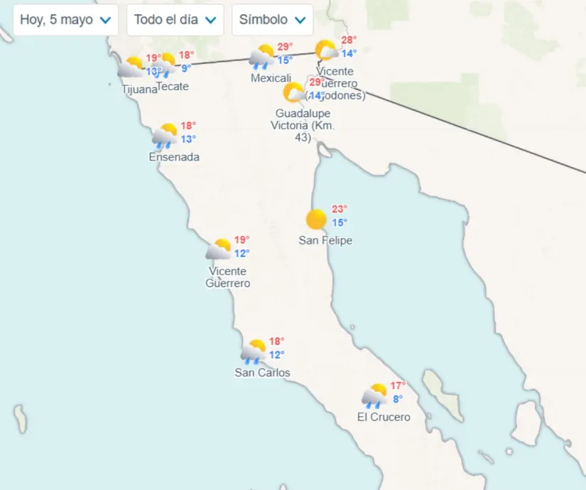 Clima en Baja California: frente frío 42 sigue afectando la región hoy 5 de mayo