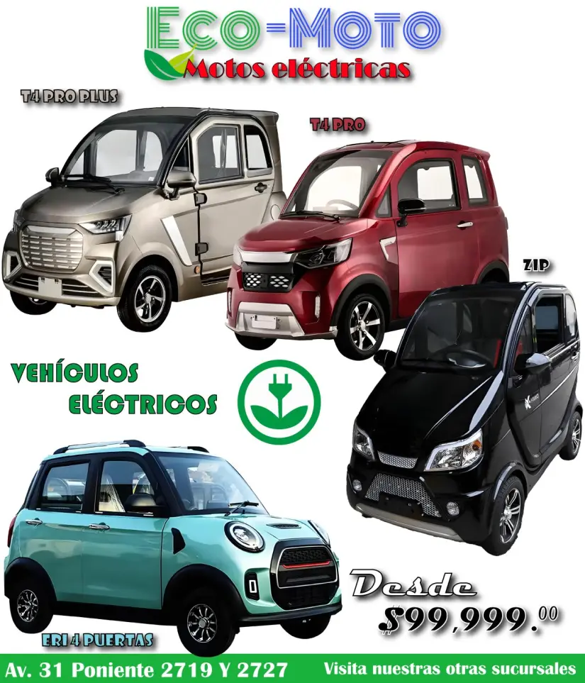 Autos eléctricos a tan solo 99 mil 999 pesos en la Feria de Puebla 2025. Foto: Facebook Eco Moto