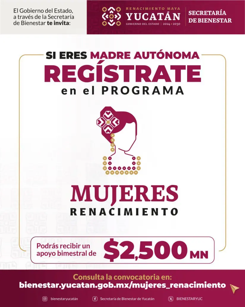 Programa Mujeres Renacimiento 2025. Foto: Facebook Secretaría de Desarrollo Social de Yucatán