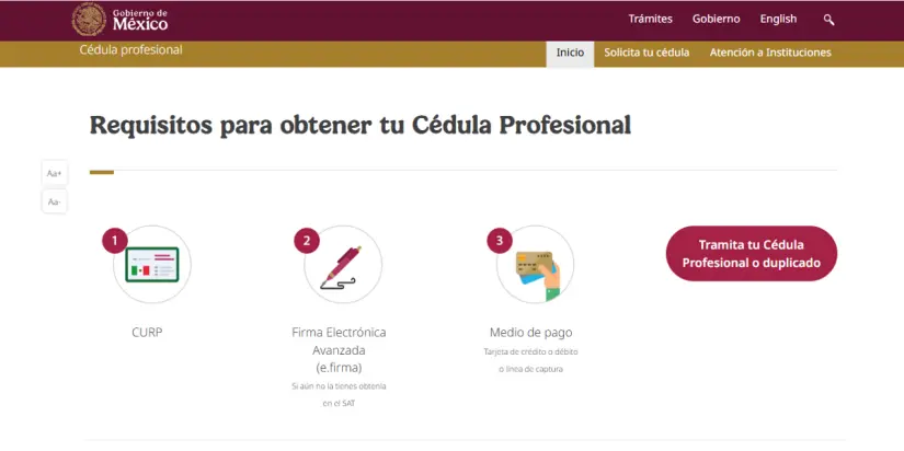 Portal en línea para tramitar tu Cédula Profesional. Foto: Cortesía.