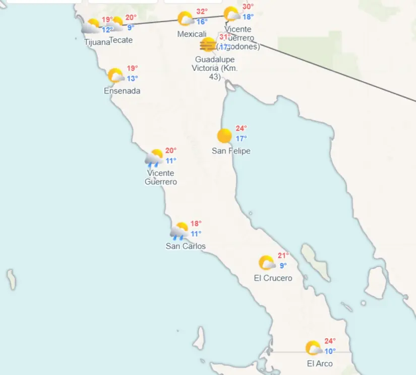 Clima en Baja California hoy martes 6 de mayo