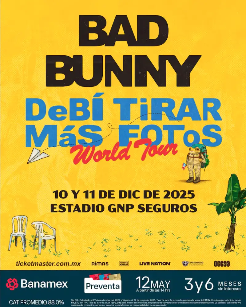 No te pierdas el concierto de Bad Bunny en CDMX. Foto: cortesía