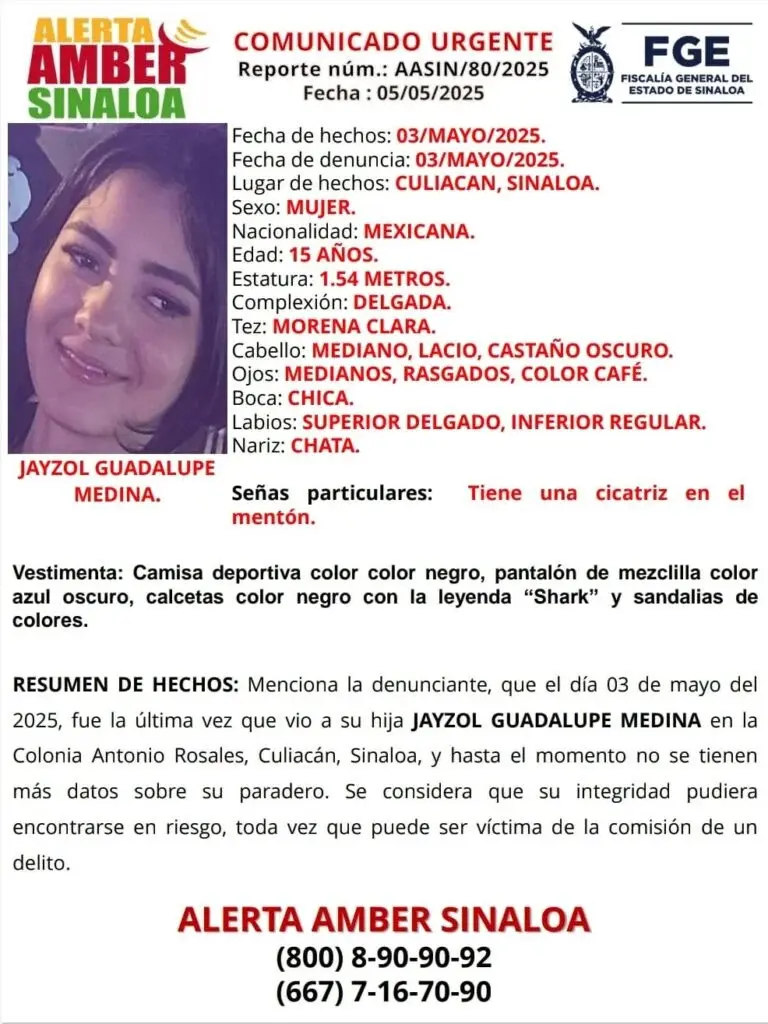 Joven Jayzol Guadalupe Medina, desaparecida desde el pasado 3 de abril de 2025, ayúdanos a dar con su paradero. Foto: Cortesía.