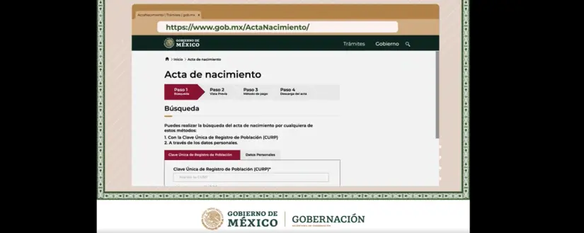 Portal oficial que nos facilita la elaboración del Acta de nacimiento. Foto: Cortesía.