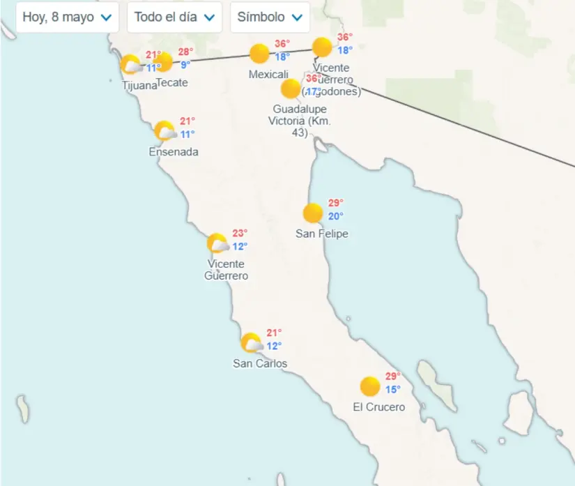 Clima en Baja California hoy 8 de mayo 2025