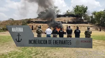 Marina incinera más de trescientos kilogramos de clorhidrato de cocaína; fue asegurada en costas de Michoacán