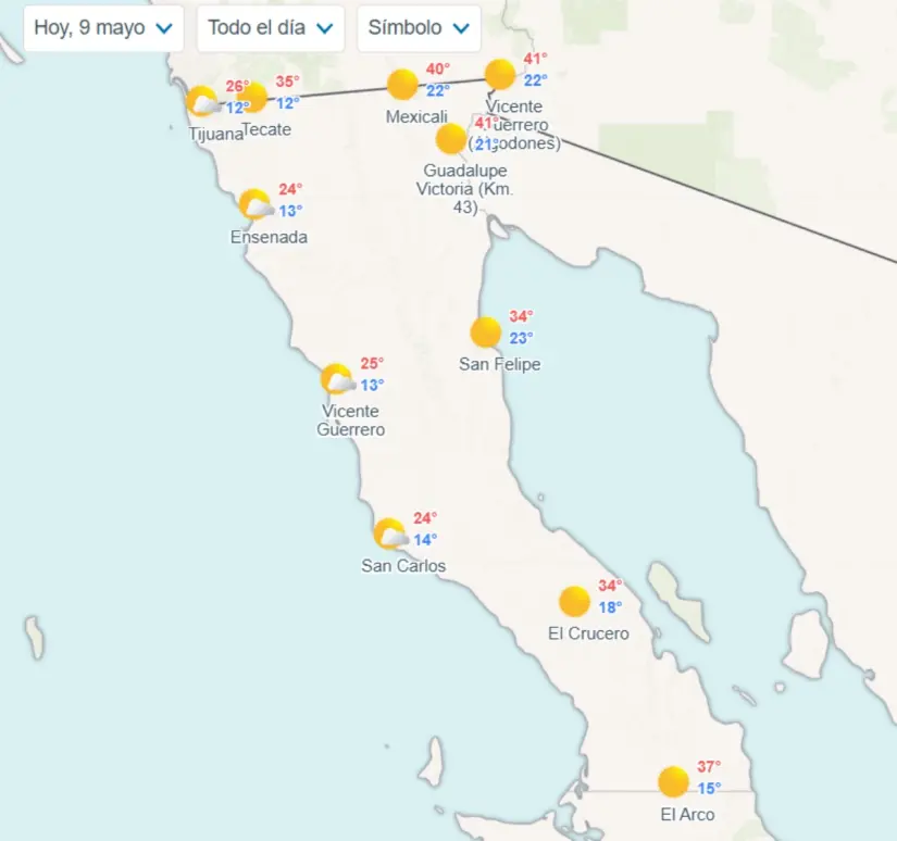 Clima en Baja California: mucho calor y sin lluvias este 9 de mayo