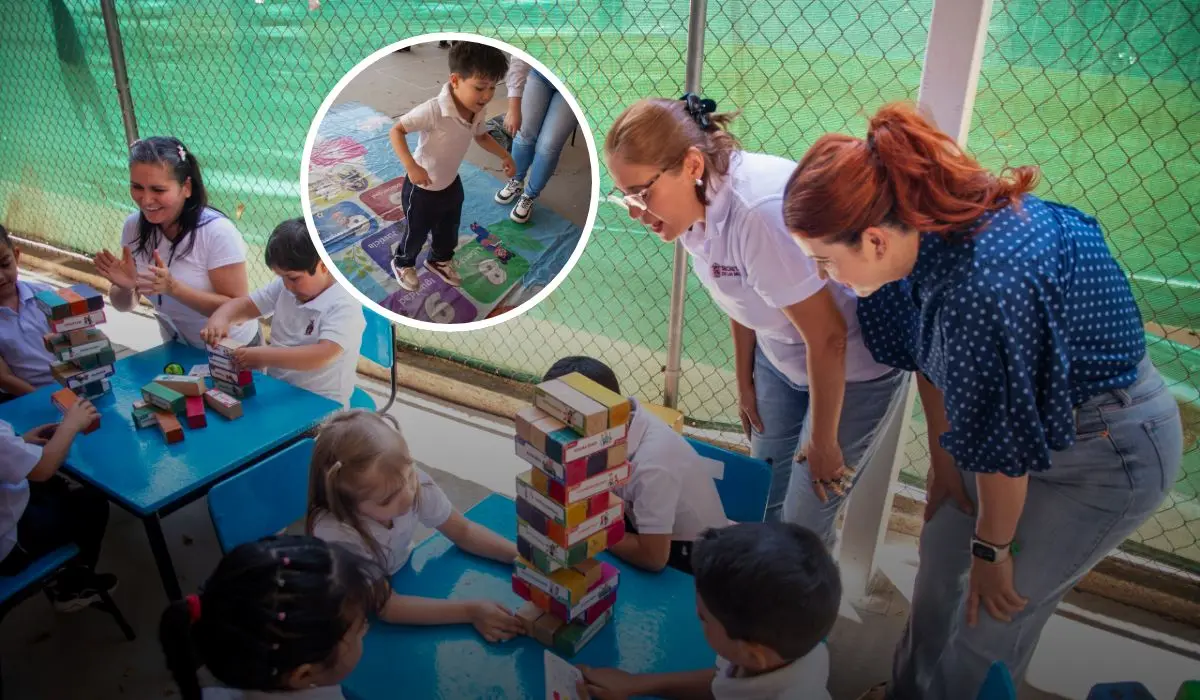 Niñas y niños del Jardín de Niños Ángela Peralta aprenden valores a través del juego.