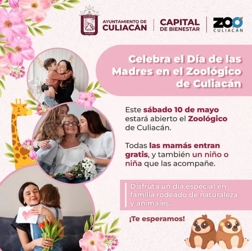 No te pierdas la promoción y disfruta junto a mamá del Zoológico de Culiacán. Foto: cortesía