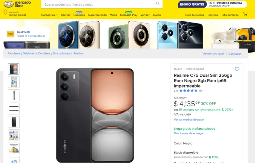 Realme, un gama media muy completo, con rebaja del 30% por Día de las Madres en Mercado Libre