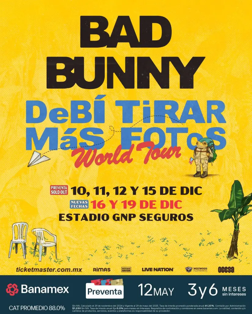 Estas son todas la fechas de Bad Bunny en CDMX hasta el momento. Foto: Cortesía. Estas son todas la fechas de Bad Bunny en CDMX hasta el momento. Foto: Cortesía.