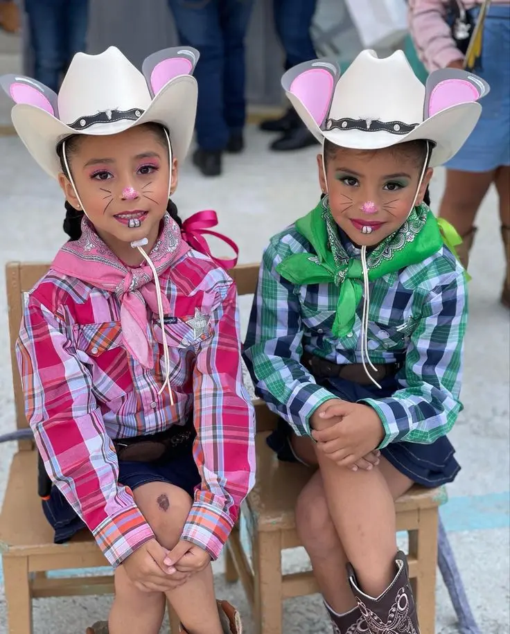 Niños disfrazados de ratones para bailar el Ratón Vaquero en el 10 de mayo. Foto: Pinterest Niños disfrazados de ratones para bailar el Ratón Vaquero en el 10 de mayo. Foto: Pinterest