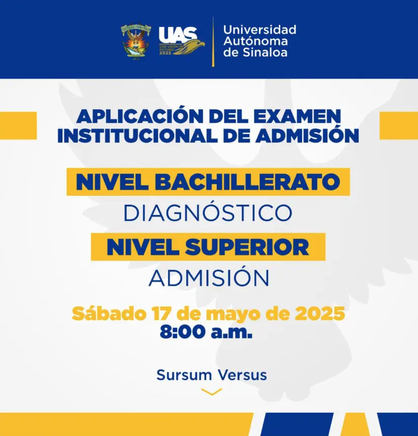 Aspirantes preparen todo para este sábado 17 de mayo. Foto: Facebook Universidad Autónoma de Sinaloa Aspirantes preparen todo para este sábado 17 de mayo. Foto: Facebook Universidad Autónoma de Sinaloa.