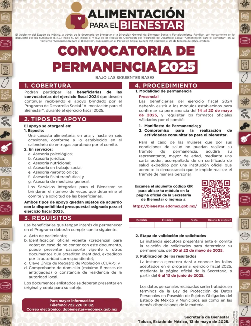 Convocatoria de permanencia para el programa Alimentación para el Bienestar 2025. Foto: cortesía Convocatoria de permanencia para el programa Alimentación para el Bienestar 2025. Foto: cortesía.