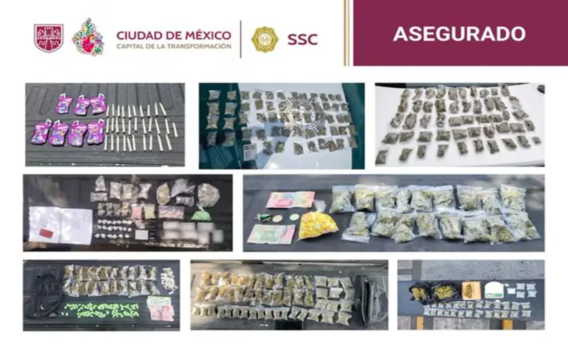 Detienen a 12 integrantes de grupo delictivo en CDMX Material asegurado. Foto: SSC