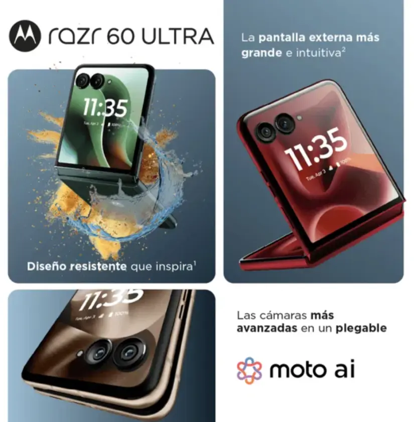 Celular plegable más ambicioso de Motorola. Foto: cortesía Celular plegable más ambicioso de Motorola. Foto: cortesía.