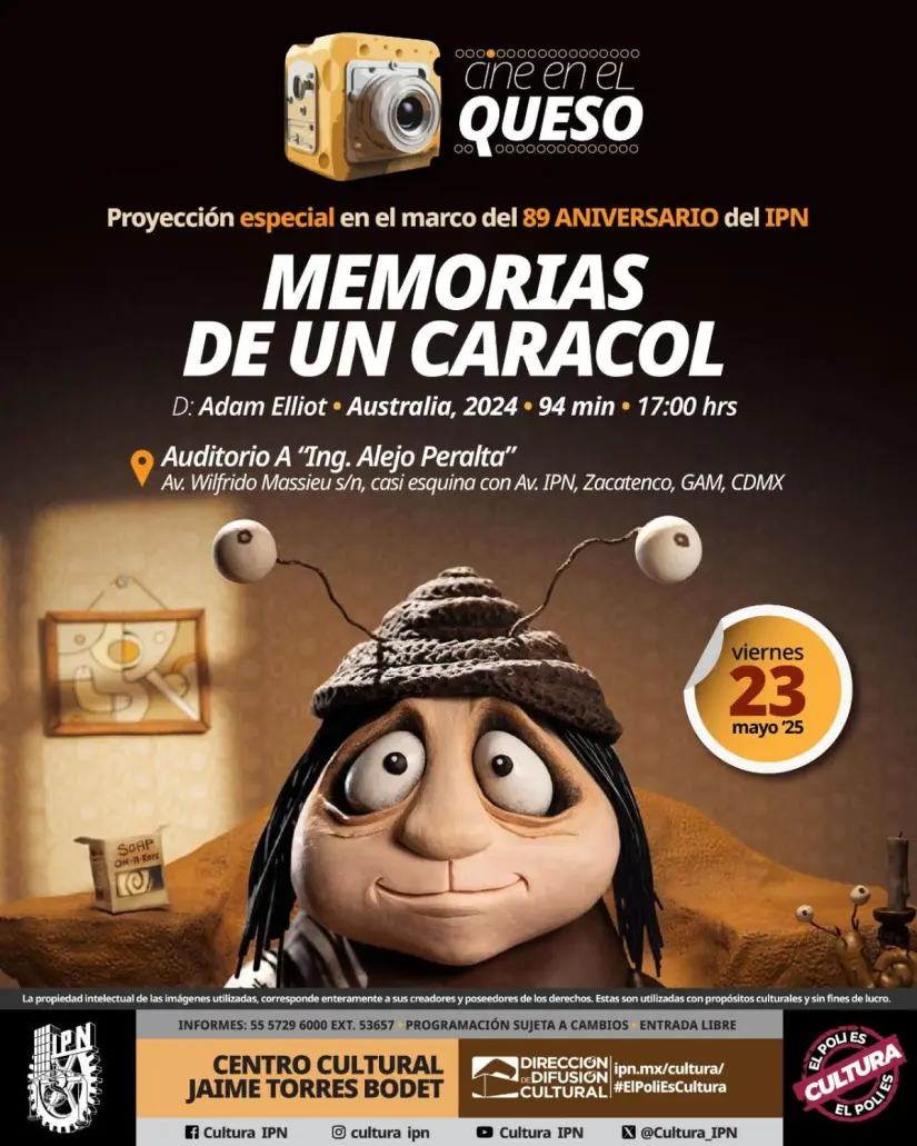 Memorias de un caracol proyección gratis en CDMX Convocatoria oficial del IPN. Foto: IPN