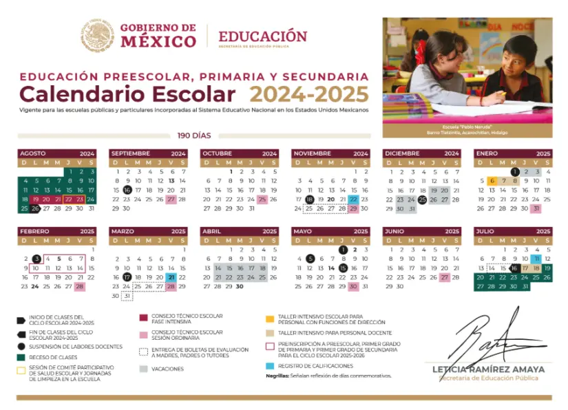Calendario escolar de la SEP 2024-2025. Foto: cortesía Calendario escolar de la SEP 2024-2025. Foto: cortesía.