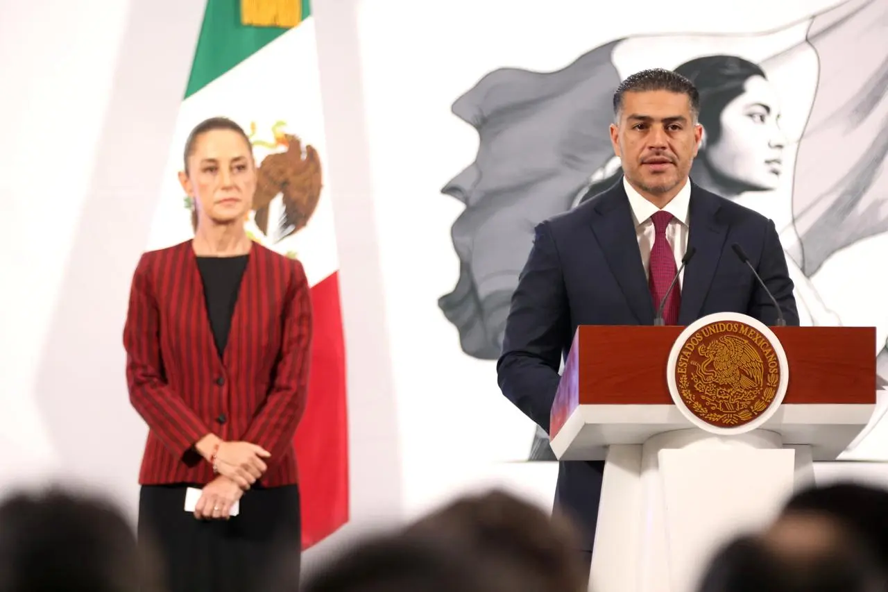 Omar García Harfuch, durante la Mañanera del pueblo.