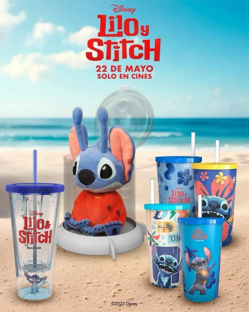 Palomera y vasos de Lilo y Stitch de Cinépolis. Foto: Coleccioado Palomera y vasos de Lilo y Stitch de Cinépolis. Foto: Coleccioado