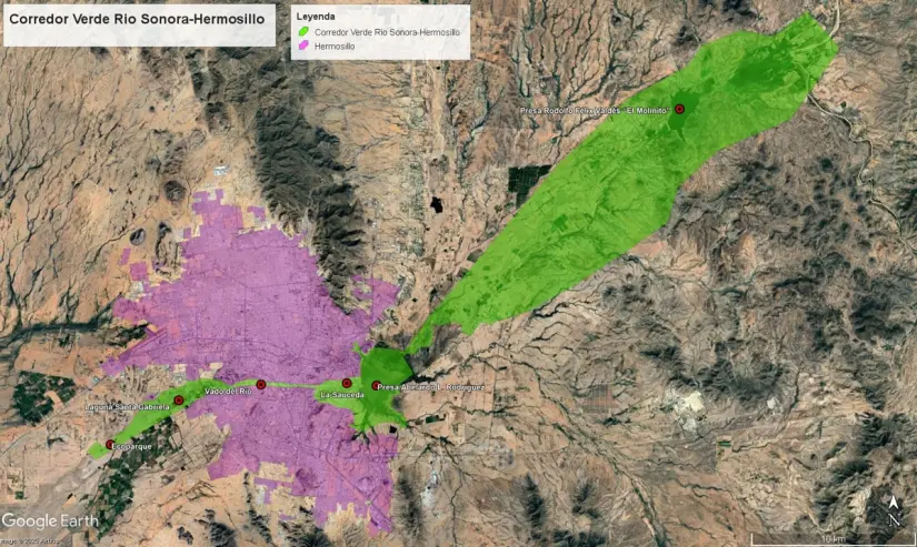 Área de intervención del Corredor Verde Río Sonora Área de intervención del Corredor Verde Río Sonora