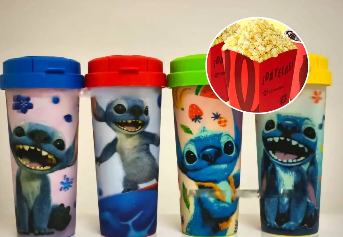 Cinemex tiene 4 modelos de vasos de la película de Lilo y Stitch. Foto: Cortesía