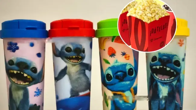 Cinemex tiene 4 modelos de vasos de la película de Lilo y Stitch. Foto: Cortesía