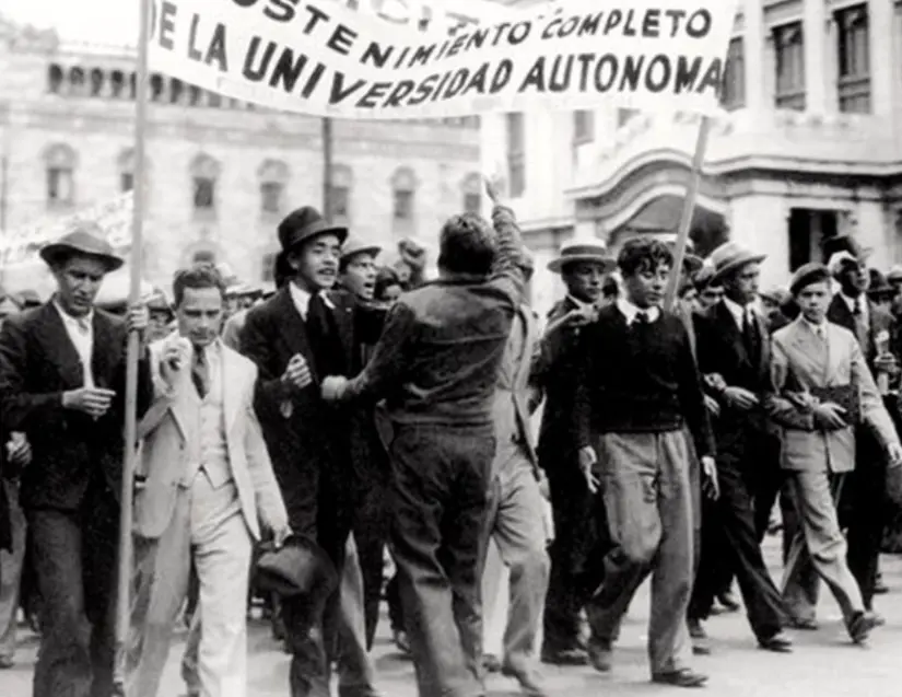 Movimiento estudiantil de 1929 en México. Foto: cortesía Movimiento estudiantil de 1929 en México. Foto: cortesía.