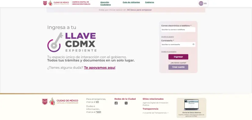 Pagina web oficial en donde puedes iniciar el registro para Mi Beca para Empezar 2025. Foto: Cortesía. Pagina web oficial en donde puedes iniciar el registro para Mi Beca para Empezar 2025. Foto: Cortesía.