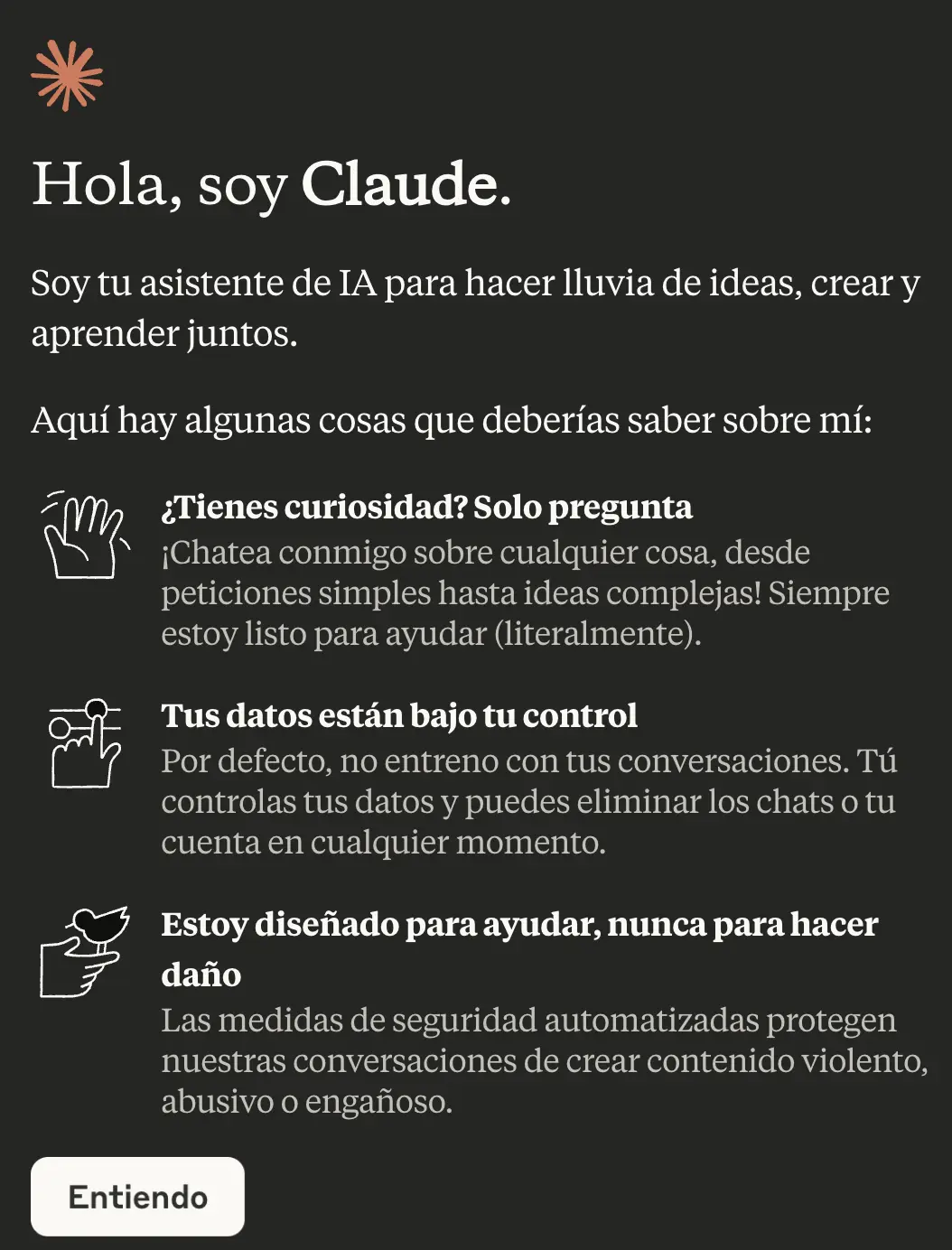 Inicio del interfaz Claude. Imagen. claudeia Inicio del interfaz Claude. Imagen. claudeia