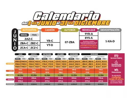Calendario oficial para el trámite del 1 de Junio al 31 de diciembre de 2025. Foto: Cortesía. Calendario oficial para el trámite del 1 de Junio al 31 de diciembre de 2025. Foto: Cortesía.
