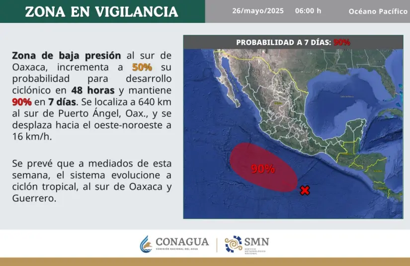 Ciclón tropical Alvin, el primero de la temporada 2025, está por formarse en México La zona de baja presión podría convertirse en el ciclón tropical Alvin pronto. Imagen: Meteored